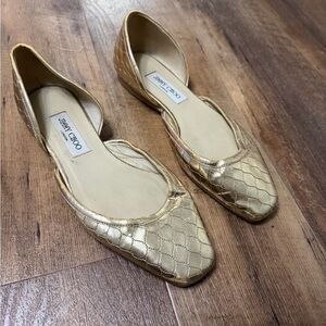 JIMMY CHOO gold quilted d’orsay flats size 39.5 - fits like 8.5